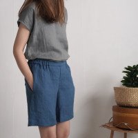 Short en lin à taille haute NELSON