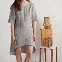 Robe en lin à dos plus long FINLAY