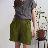Short en lin à taille haute NELSON