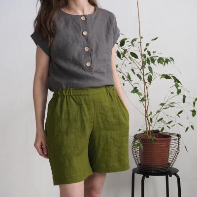 Short en lin à taille haute NELSON