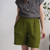 Short en lin à taille haute NELSON