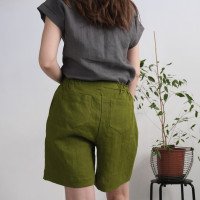 Short en lin à taille haute NELSON