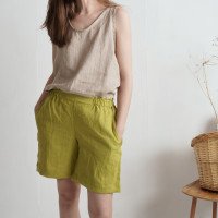 Short en lin à taille haute NELSON