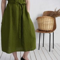 Robe chemise midi de grossesse en lin à ceinture LIMPOPO