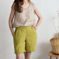 Short en lin à taille haute NELSON
