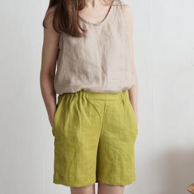Women's summer shorts, natural linen shorts with pockets - NELSON