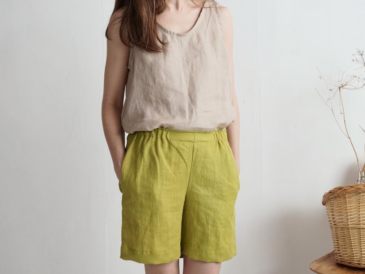 Short en lin à taille haute NELSON