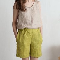Short en lin à taille haute NELSON