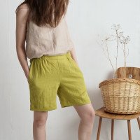Short en lin à taille haute NELSON