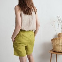 Short en lin à taille haute NELSON