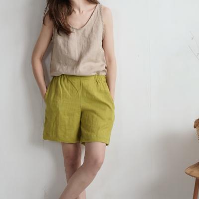 Women's summer shorts, natural linen shorts with pockets - NELSON