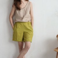 Short en lin à taille haute NELSON