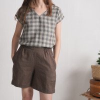 Short en lin à taille haute NELSON