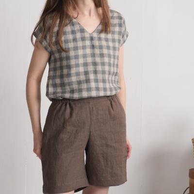 Short en lin à taille haute NELSON