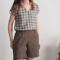 Short en lin à taille haute NELSON