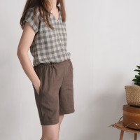 Short en lin à taille haute NELSON