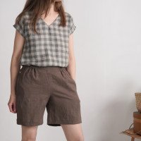 Short en lin à taille haute NELSON