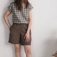 Short en lin à taille haute NELSON