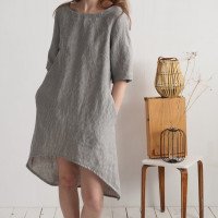 Robe en lin à dos plus long FINLAY