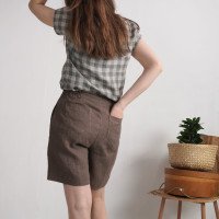 Short en lin à taille haute NELSON