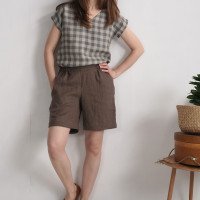 Short en lin à taille haute NELSON