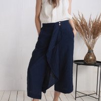 Pantalon corsaire large en lin BARCOO