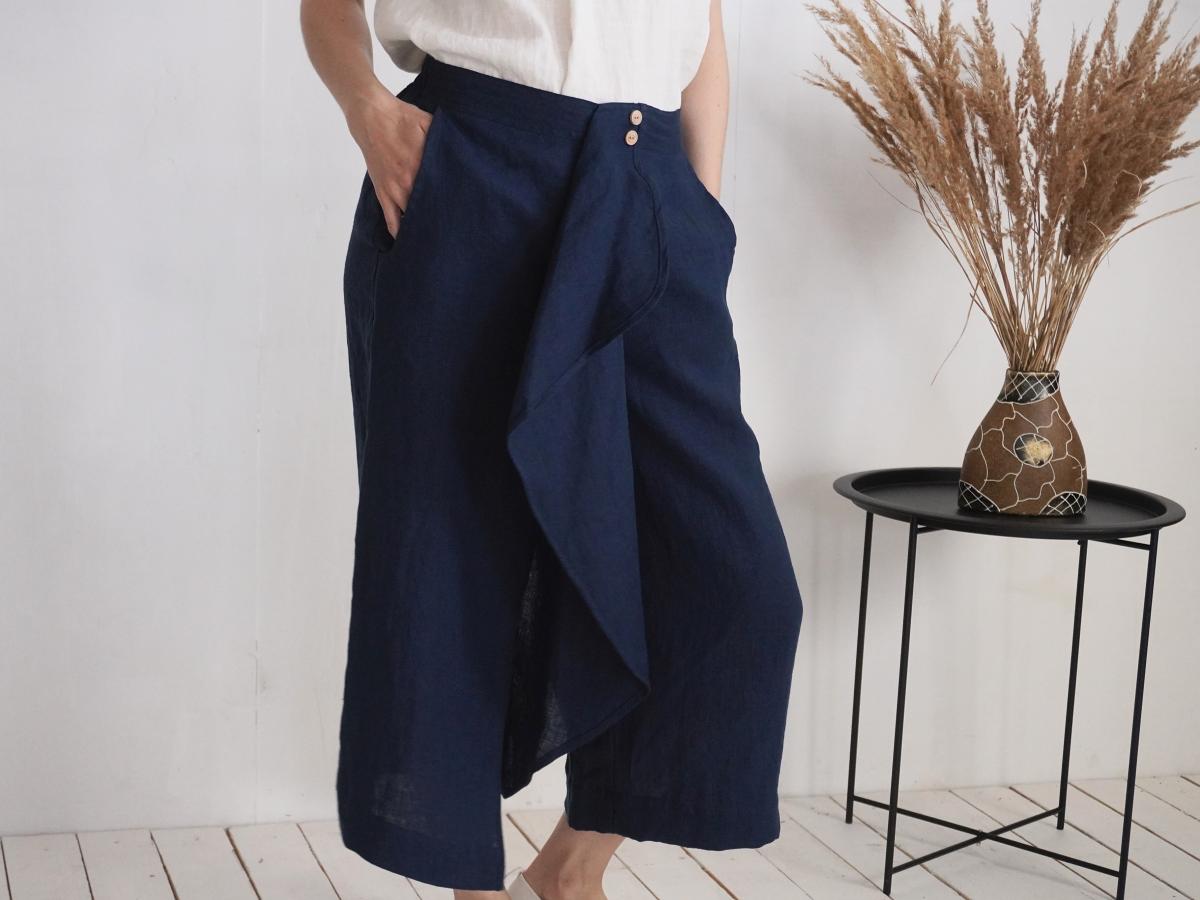 Pantalon corsaire large en lin BARCOO