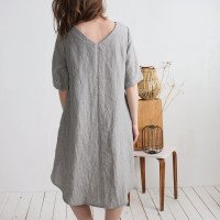 Robe en lin à dos plus long FINLAY