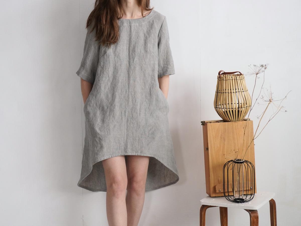Robe en lin à dos plus long FINLAY