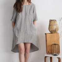 Robe en lin à dos plus long FINLAY