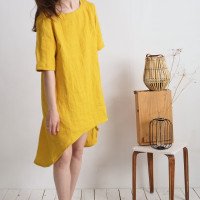 Robe en lin à dos plus long FINLAY