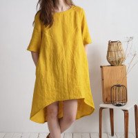 Robe en lin à dos plus long FINLAY