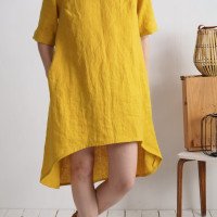Robe en lin à dos plus long FINLAY