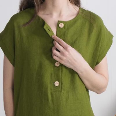 Robe chemise midi de grossesse en lin à ceinture LIMPOPO