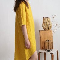 Robe en lin à dos plus long FINLAY