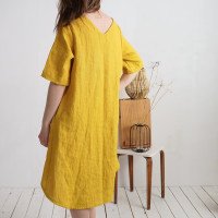 Robe en lin à dos plus long FINLAY