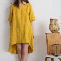 Robe en lin à dos plus long FINLAY