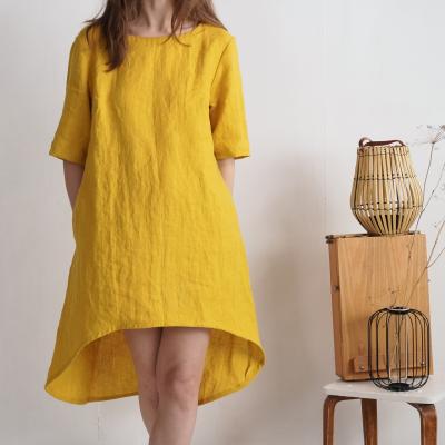 Robe en lin à dos plus long FINLAY