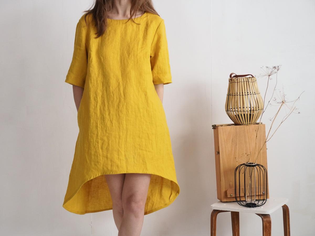 Robe en lin à dos plus long FINLAY