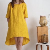 Robe en lin à dos plus long FINLAY