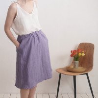 Jupe midi trapèze en lin COLUMBIA