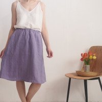 Jupe midi trapèze en lin COLUMBIA