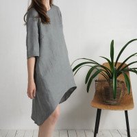 Robe en lin à dos plus long FINLAY
