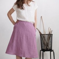 Jupe midi trapèze en lin COLUMBIA
