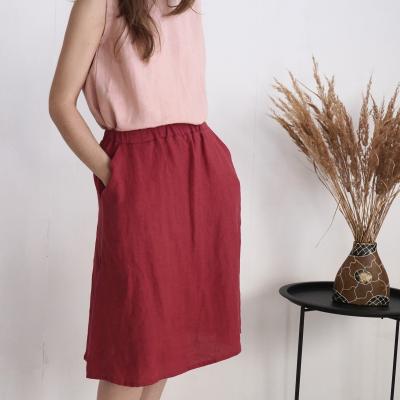 Linen knee length skirt, sustainable linen skirt - COLUMBIA