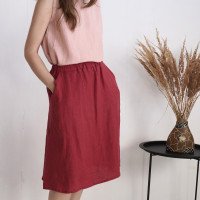Jupe midi trapèze en lin COLUMBIA