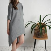 Robe en lin à dos plus long FINLAY
