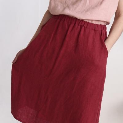 Linen knee length skirt, sustainable linen skirt - COLUMBIA