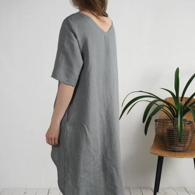 Robe en lin à dos plus long FINLAY