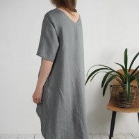 Robe en lin à dos plus long FINLAY